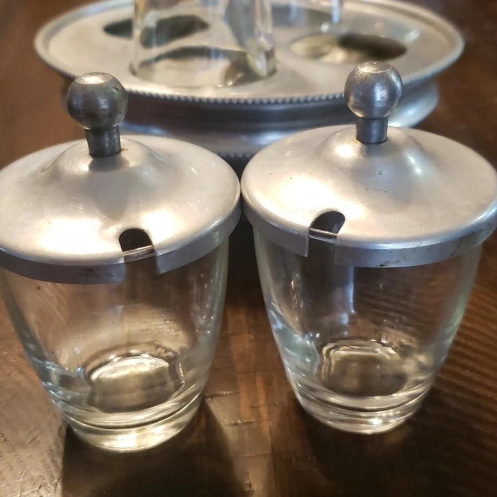 Vintage Aluminum Cruet Condiment Caddy Spinning by Buenilum